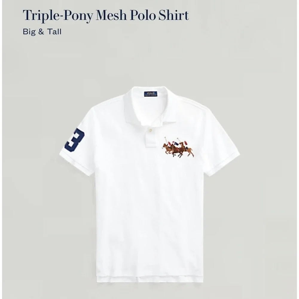 Polo Ralph Lauren Dual Match Triple-Pony Mesh Polo Shirt 4XB Big & Tall